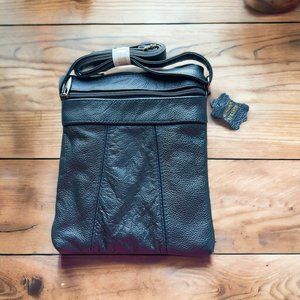 Maze Exclusive Leather Crossbody Bag Purse Dark Blue 7.5" x 9" NEW